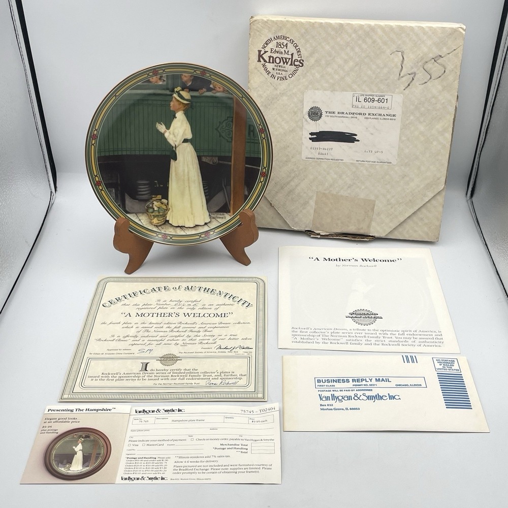 Vintage 1986 Norman Rockwell A Mother's Welcome Knowles Collector Plate COA Box
